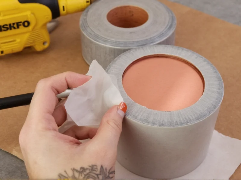 Applying copper tape to Faraday cage lid seam