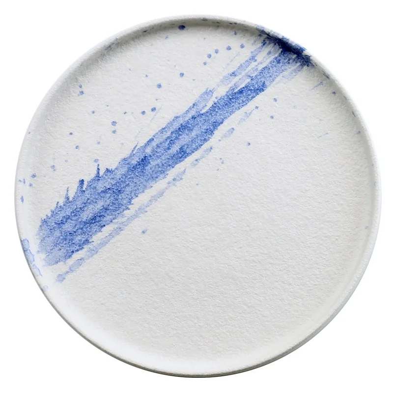 

MG brand antique design stripe blue round shape 7" / 8" / 9" ceramic wedding charger dinner plate for hotel