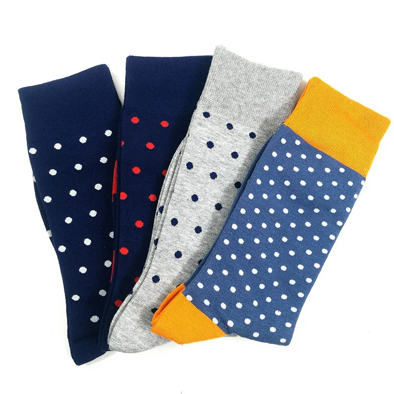 

DL-0020 Men Happy Cotton Polka Dot Sock Colorful Funny Men Socks, Custom color