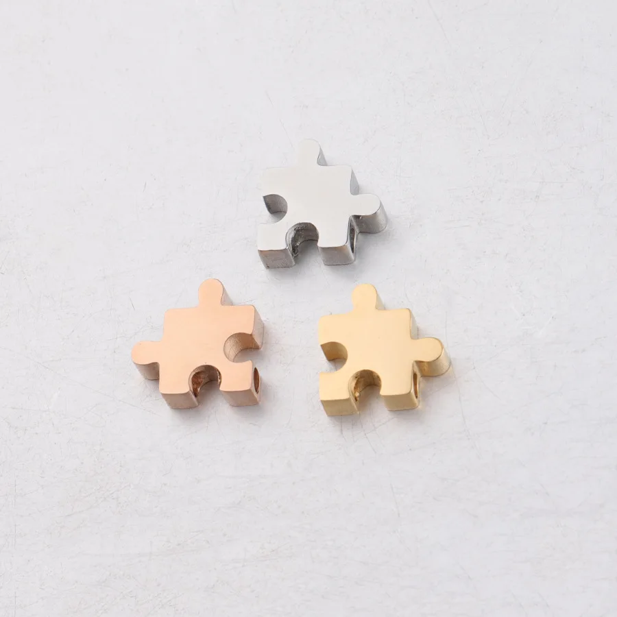 

DIY High Polished 10 * 10mm Jigsaw Charms Stainless Steel Mirror Finish Polished DIY Beads, Gold plating