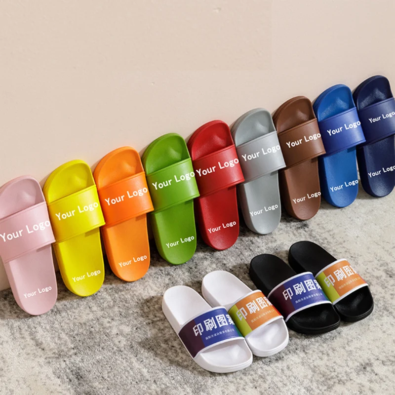 

Custom Happyslides Pvc Unisex Men Footwear Women Flat Slipper Sandals House Blank Pvc Ladies Slipper Slides For Women, Customized color