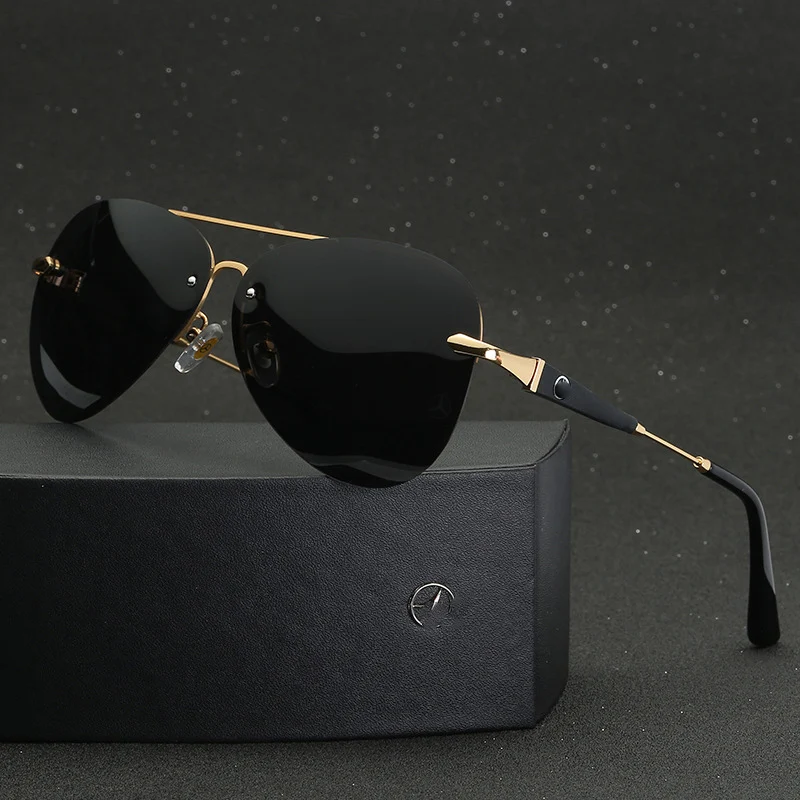 

Designer Famous Brands Vintage Polarized Rimless Sunglasses For Men 743