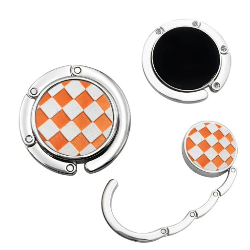 

Football Grid Pattern Portable Folding Hand bag Hanger Hook Table Holder for Womens Bag Storage