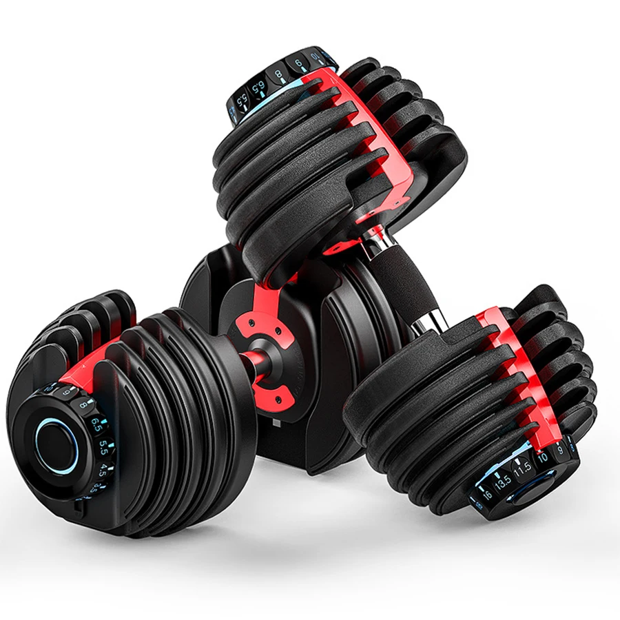 

wholesale Portable adjustable dumbbell 40kg 24kg fitness dumbbells with dumbbell rack, Black