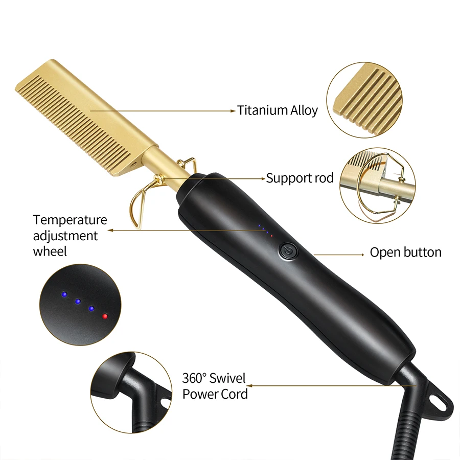 

Drop Shipping Crimper Epsa Titanium Ghd Professional Flat Irons Hair Straightener Hair Iron, Black+gold
