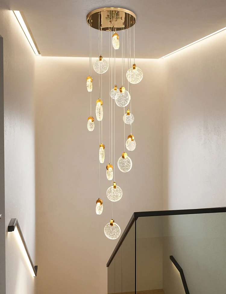 2.5M chandeliers pendant lights lampadario moderno lighting golden hotel lobby handing lamp crystal lamps