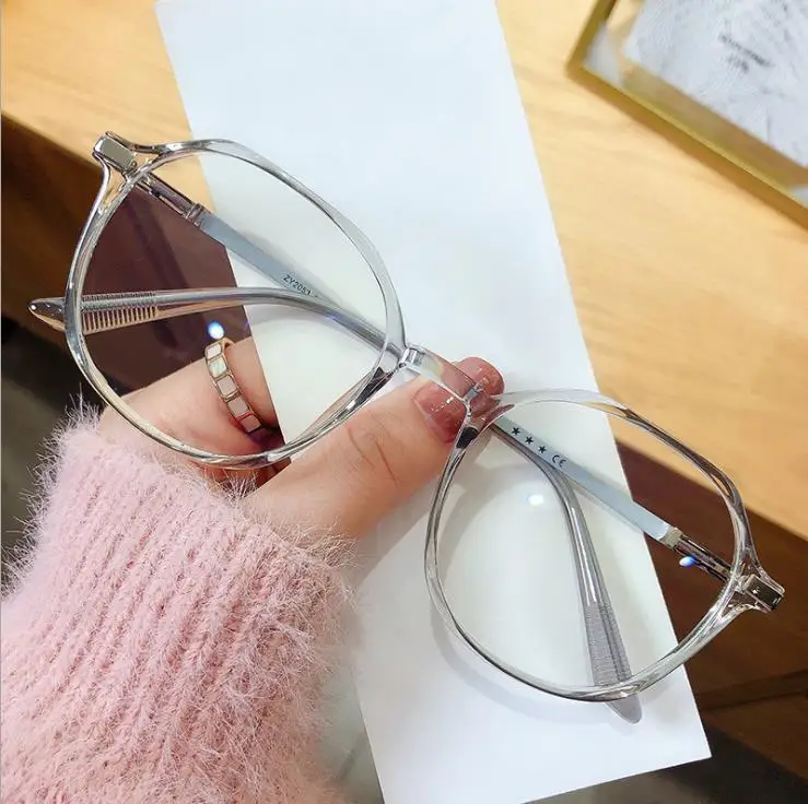 

Retro personality anti blue light transparent glasses round frame metal fashion unisex reading glasses for computer, As the picture shows