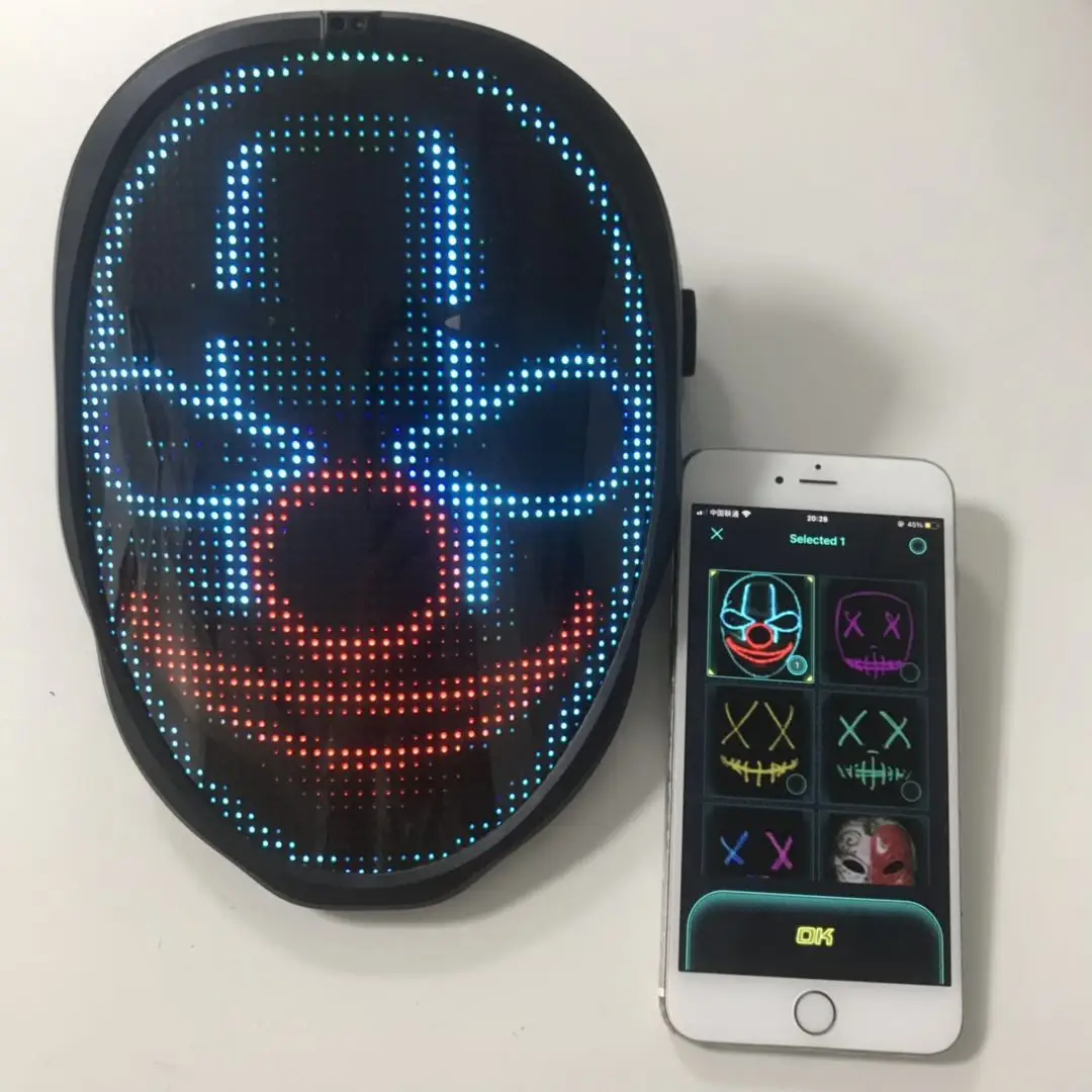 App Control Program Led Face Changing Picture Mask Led Full Color Face ...