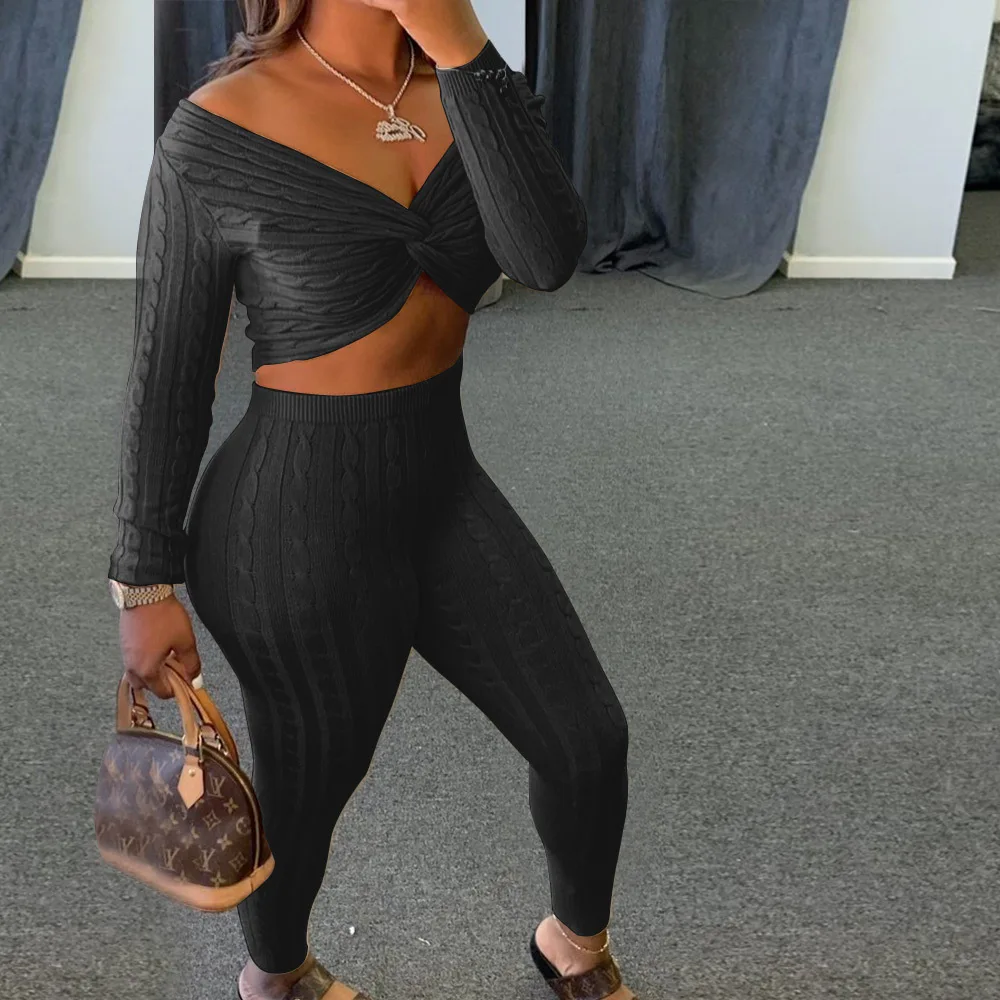 

Sexy Solid Color Women Kinky Crop Top 2 Pieces Set sweat suits women 2020, Red,gray,black,pink,yellow,apricot