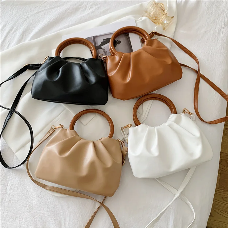 

2022 Unique Lady Hand Bag Pu Leather Handbag Wrinkled Handle Armpit Bag Shoulder Sling Bags Korea Luxury Women Small Handbag, Customizable