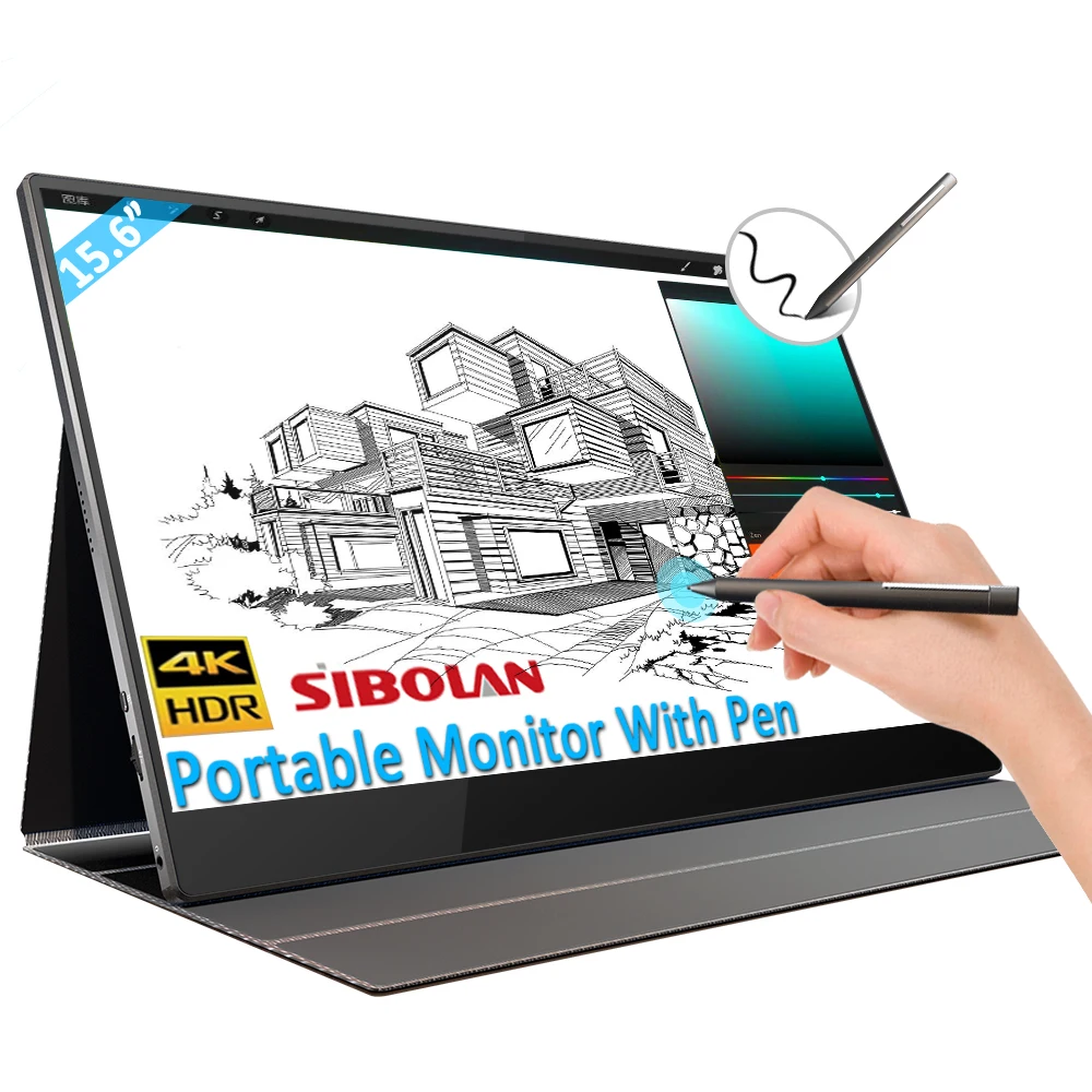 

SIBOLAN 15.6 inch Touch Screen Built-in Battery For Active Stylus Pen Type c HDR Monitor 4K Portable Monitor For Laptop For Ps5