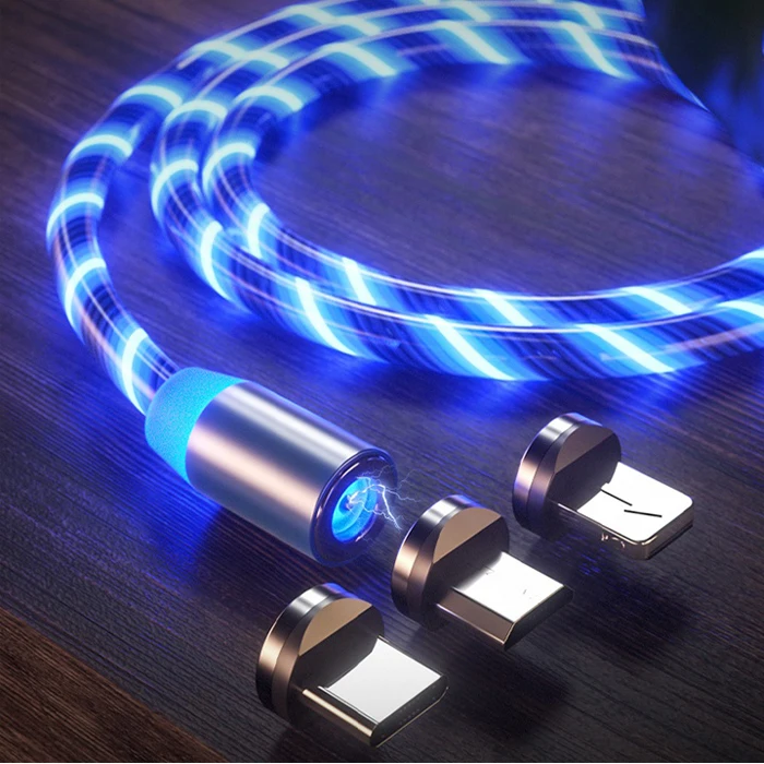 

2021 hot trending 3in1 1M fast charging Magnetic led lighting charge usb cable