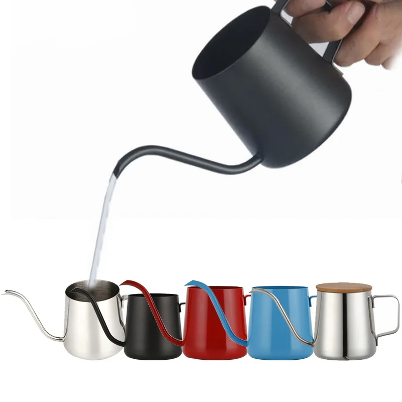 

250ml Gooseneck Coffee Kettle Stainless Steel Teapot Drip Coffee Pot Long Spout Cup Stainless Steel Pour Over Coffee Kettle, Black/silver/red/blue