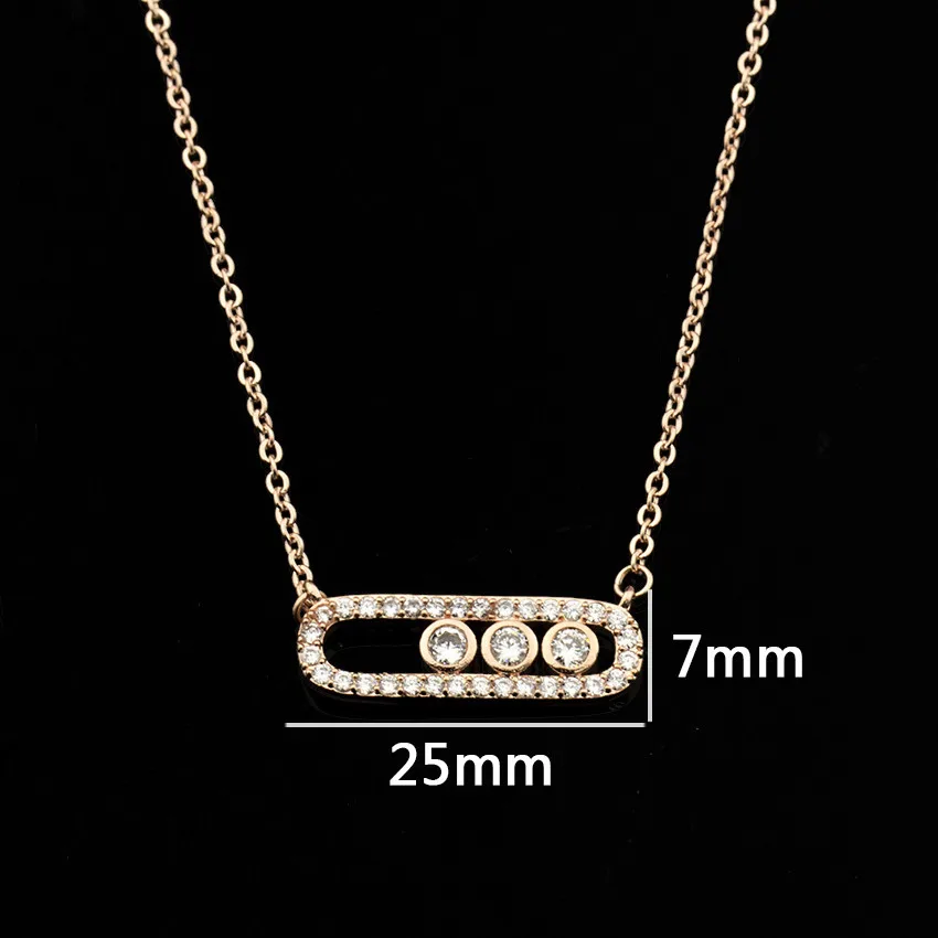 

Korean Version Simple Charming Zircon Two-Color Necklace Chain Type with Pendant Optional Matching All Three Colors