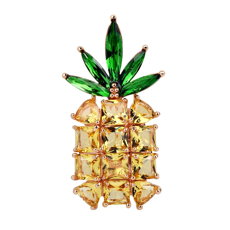 

XILIANGFEIZI Custom Fashion Luxury Korean Brooch Zircon Pearl Fruit Brooches Pineapple Brooch