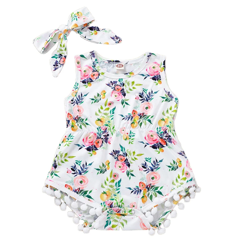 

Good price summer wholesale cute lovely print sleeveless children jumpsuit toddler infant romper import baby clothes