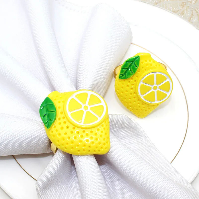 

Yellow Lemon Napkin Rings Fruit Napkin Ring Holder for Thanksgiving Wedding Christmas Dinner Summer Party Table Decor HWW52