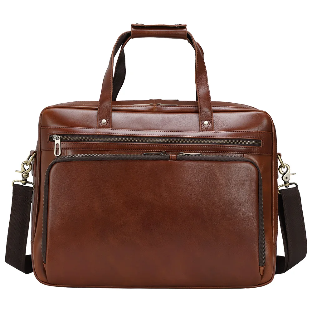 

TIDING Handmade Custom Logo Real Leather 15.6 inch Laptop Bag Waterproof Business Briefcase For Daily Work