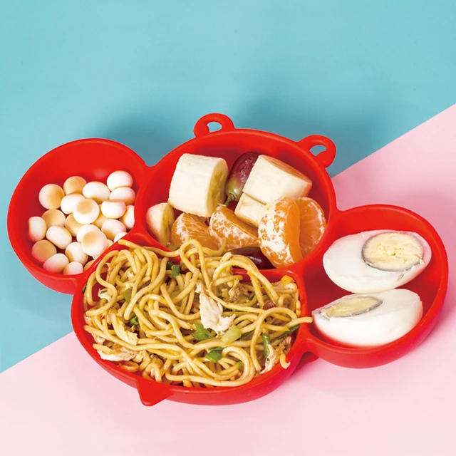 

China Supplier divided suction plate BPA free Silicone Plate Bowls Baby Feeding Tableware Set