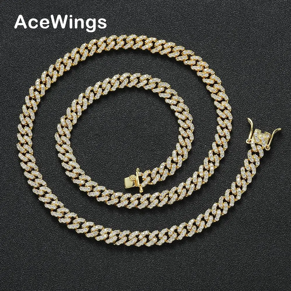 BC237  6MM Brass CZ Cuban Chain Necklace for Men and Women Fashion Jewelry