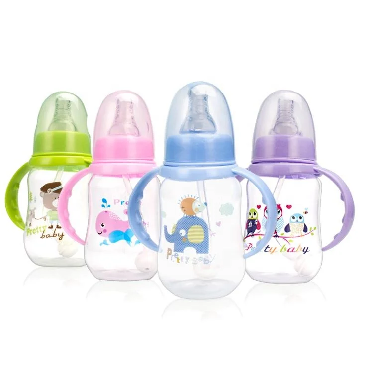 

Standard 150ml baby bottle BPA free PP food grade custom silicone teat baby PP feeding baby bottle, Four colors mixed shipped randomly