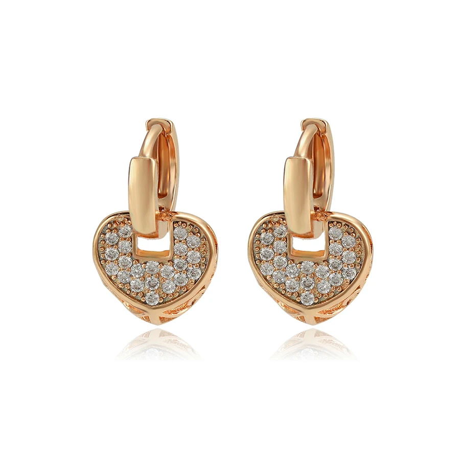 

80256 Xuping Jewelry 18K Gold Plated Fashion Huggies Earring For Valentine Heart Shaped Locked Earrings