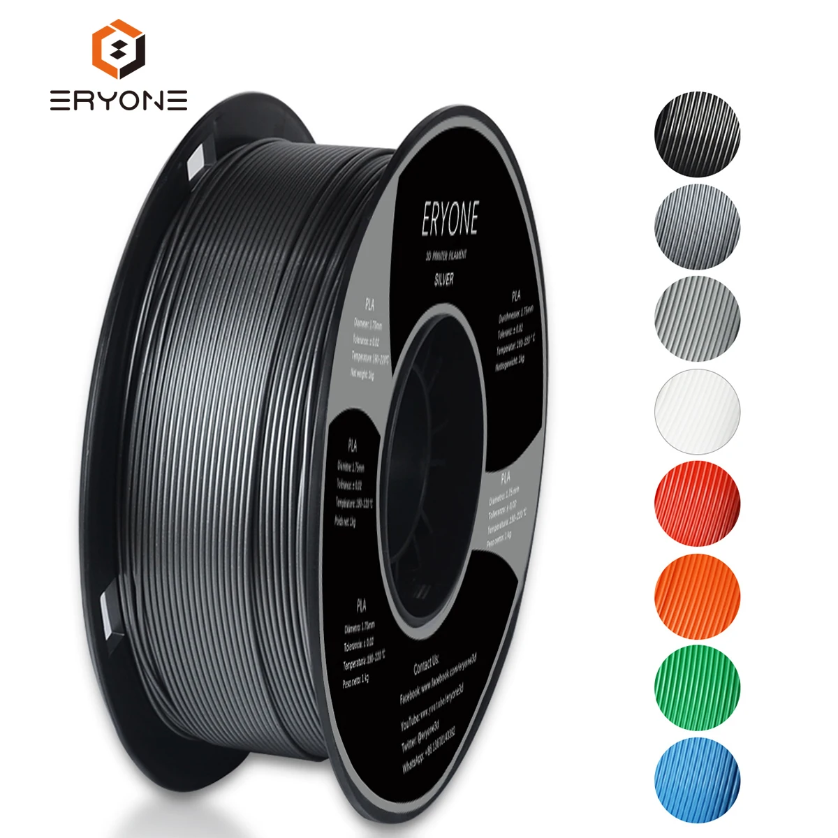 Eryone 3D Printing Filament 1.75mm PLA 1KG Spool Various Colors