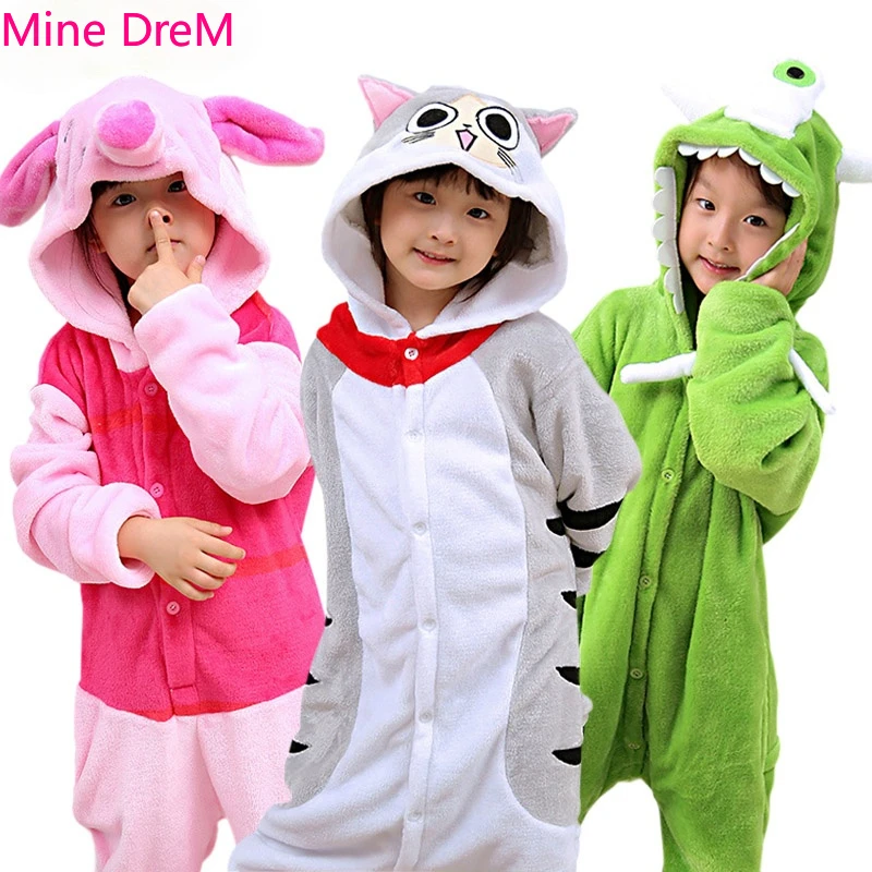 

kigurumi Kids Boys Girls Pajamas Set Animal Pegasus Pig Rabbit Panda Pyjamas For Children Flannel Sleepwear Onesie Winter Hooded