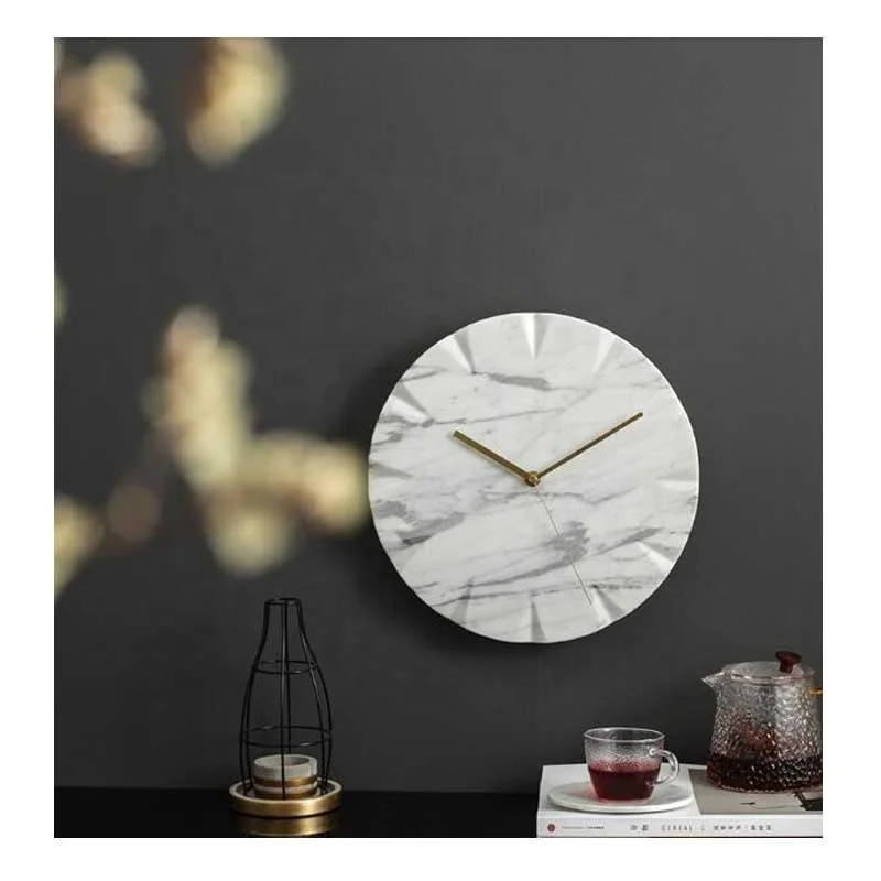 

12inch/30cm Marble clock Genuine stone marble wall clock carved timer chronometer chronograph wall hanging home decor stone4hom