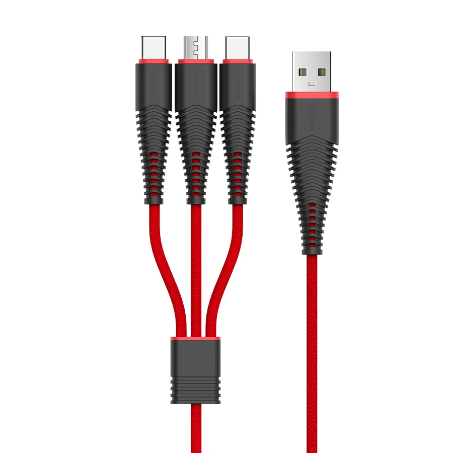 

Devia High quality nylon braided usb data cables fast charger cable type c micro 3 in 1charging cable