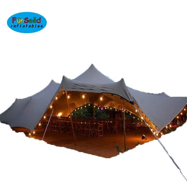 

high quality heavy duty grade 0.75mm thickness and fire resistant elastic fabric white wedding strech tent, White/blue/orange and customized