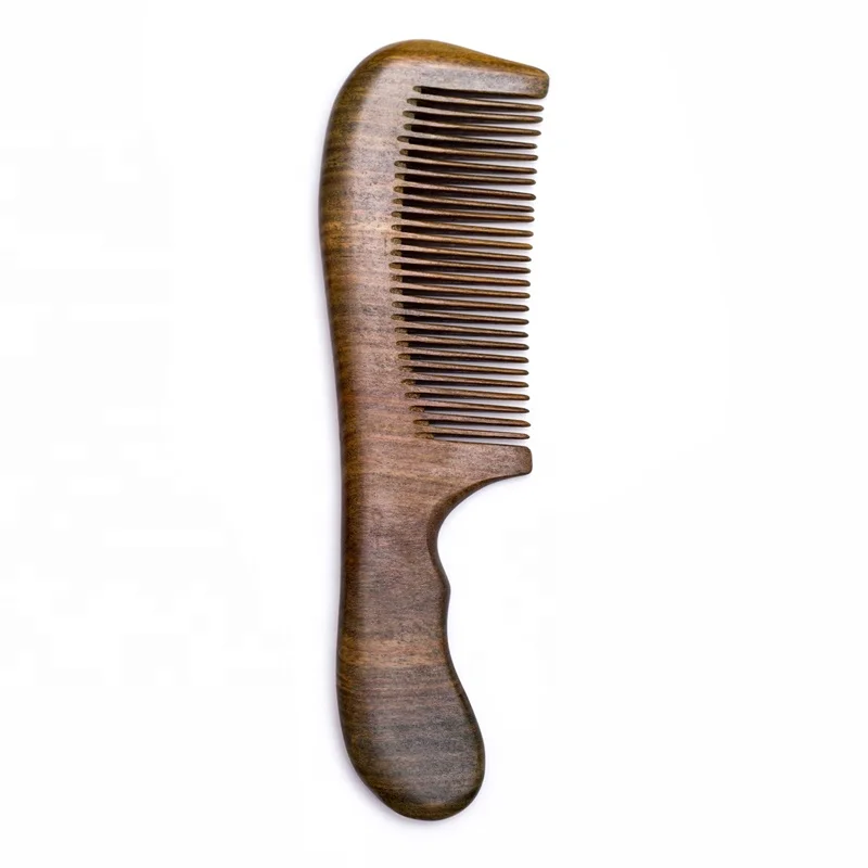 

Custom Wholesale Logo Natural Green sandalwood Wooden Hair Comb Beard Straightener