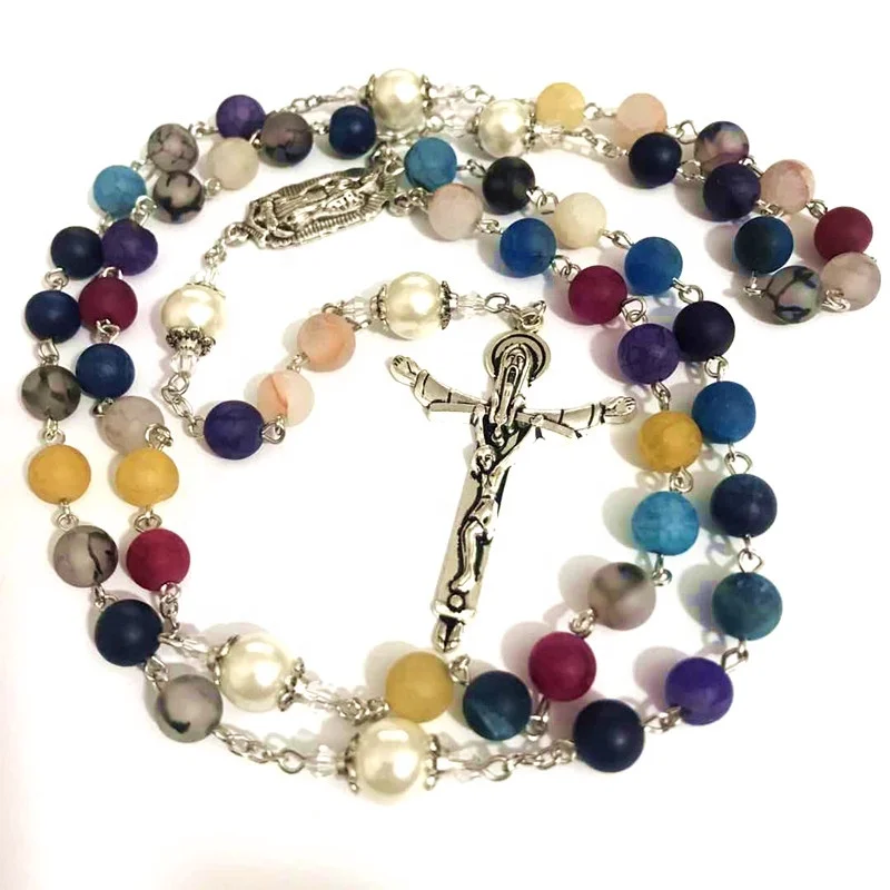 

8MM Candies Colors Prayer Beads & Silver Our Lady of Guadalupe Electronic Catholic Rosaries