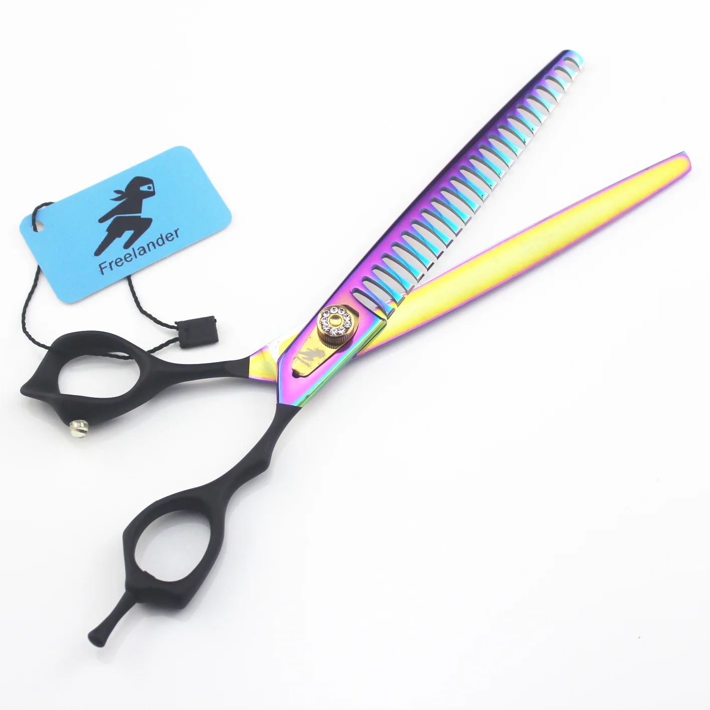 

High grade 8.0 inch black handle color pet beauty fish bone teeth scissors