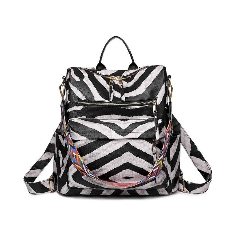 

SP475 2021 bag for women PU zebra-stripe shoulder backpack bag for woman, Multi color
