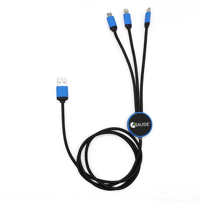 

Wholesale 4 in 1 USB Cable 120CM Long Charging Cable with Customized Led Backlit Logo for Promotion Gifts