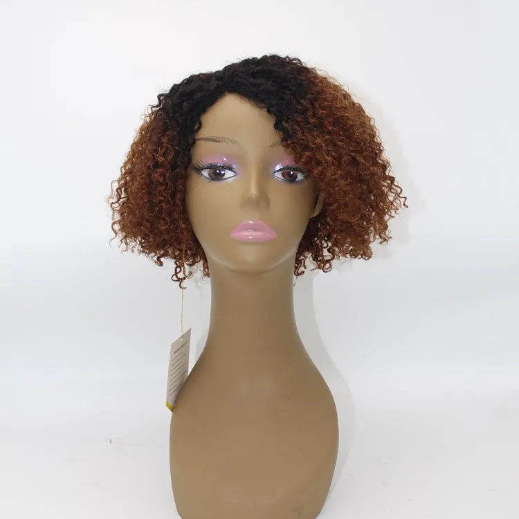 

100% Human Hair Afro Kinky Curly Lace Wigs Side Left Parting U Part Lace Front Wig Two Tone Color for Black Women