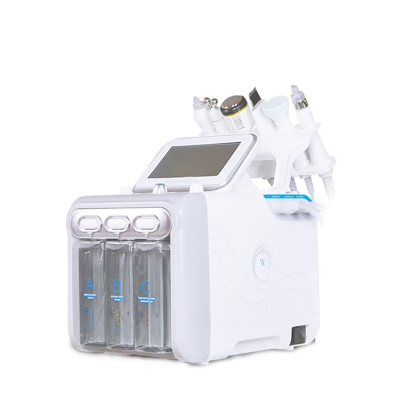 

6 In 1 Hydra Dermabrasion Water Oxygen Jet Aqua Peeling Vacuum Face Pore Cleanser H2O2 Small Bubble Skin Care Beauty Machine, White or customozied