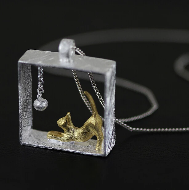 Wholesale New Fashion Jewelry Chain 925 Silver Cat Animal Necklace for Women