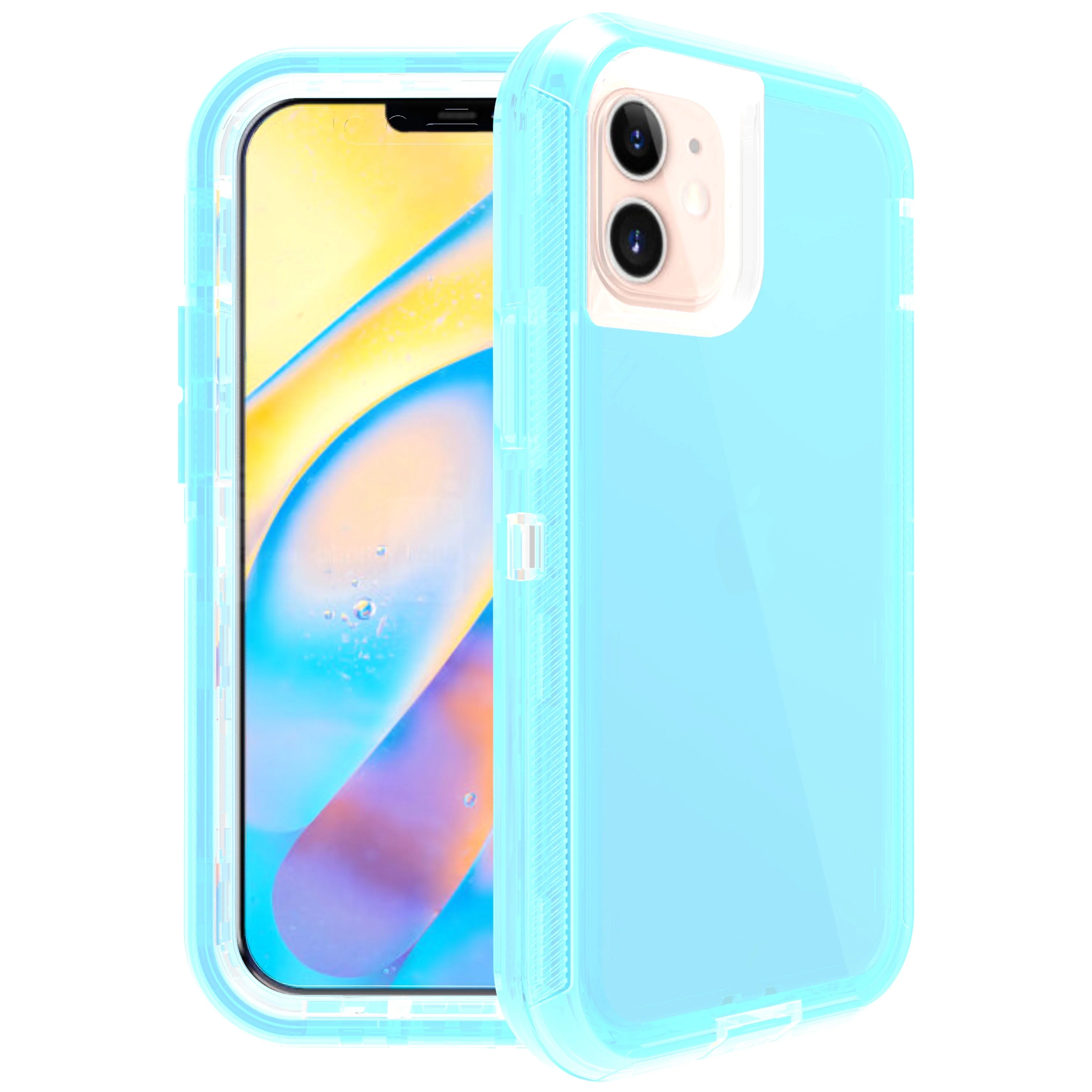 

3 in 1 Clear Robot Transparent Case Cover For iphone 12 5.4 iphone mini, 5 colors