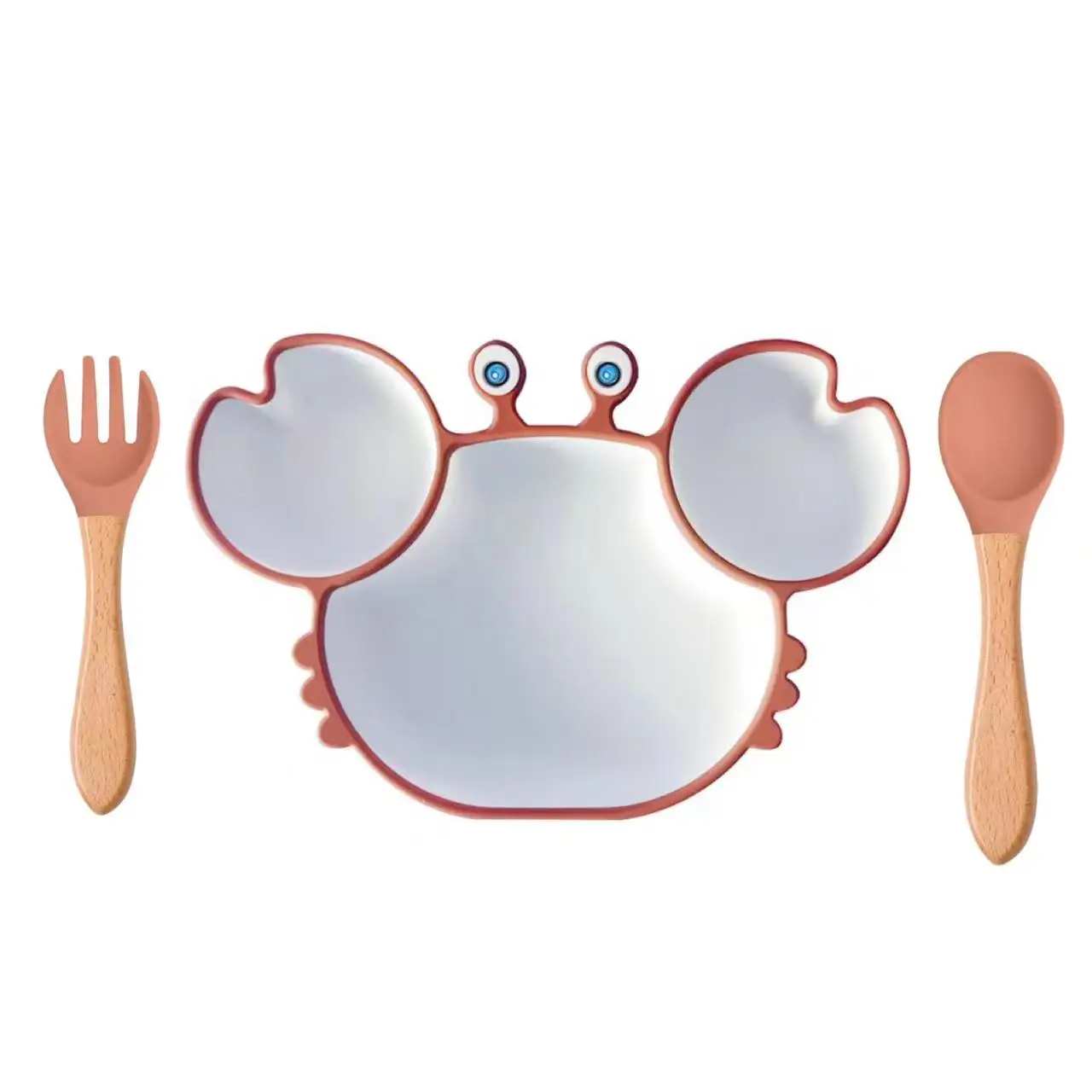 

Self Feeding Training Divided Plate Dish and Bowl Baby Silicone Feeding Set Divided Suction Plate Spoon Set For Children