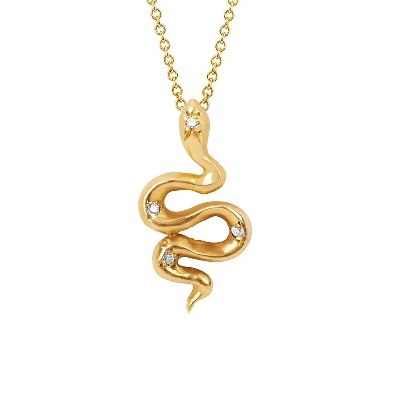 

925 sterling silver gold fashion woman snake necklace