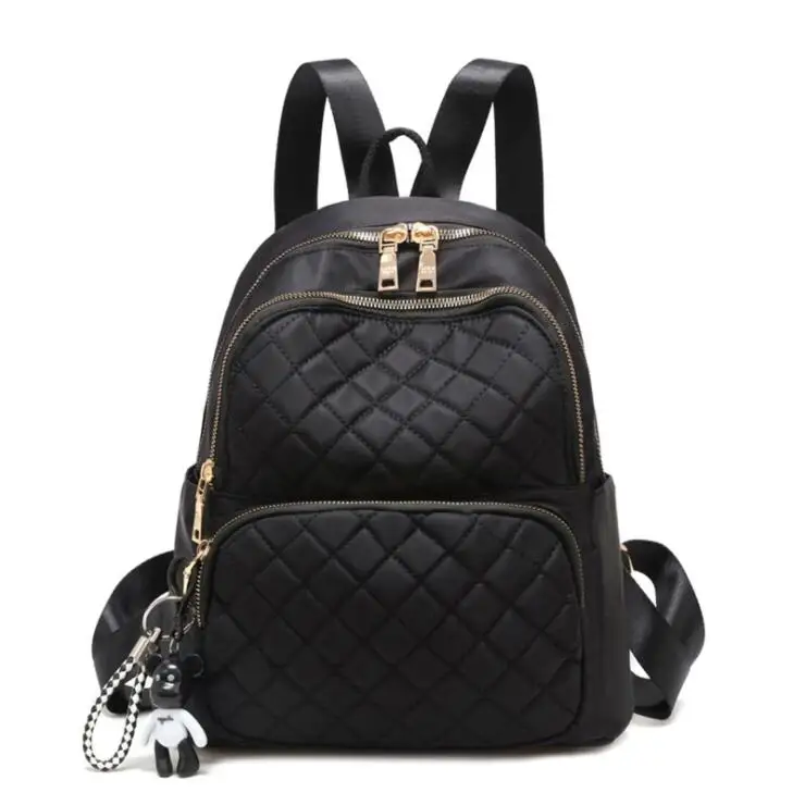 

Wholesale Backpack for Women Quilted Nylon Travel Backpack Purse Black Small School Bag for Girls, Black red