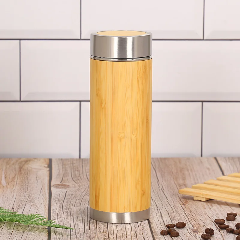 

Top Grade Eco-Friendly Bamboo Thermos Vacuum Flask with Filter, Transparent