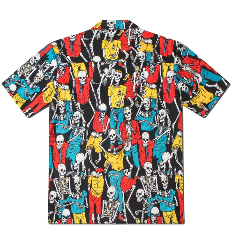 

New pattern European vintage Skull printed mens casual hawaiian shirt for summer