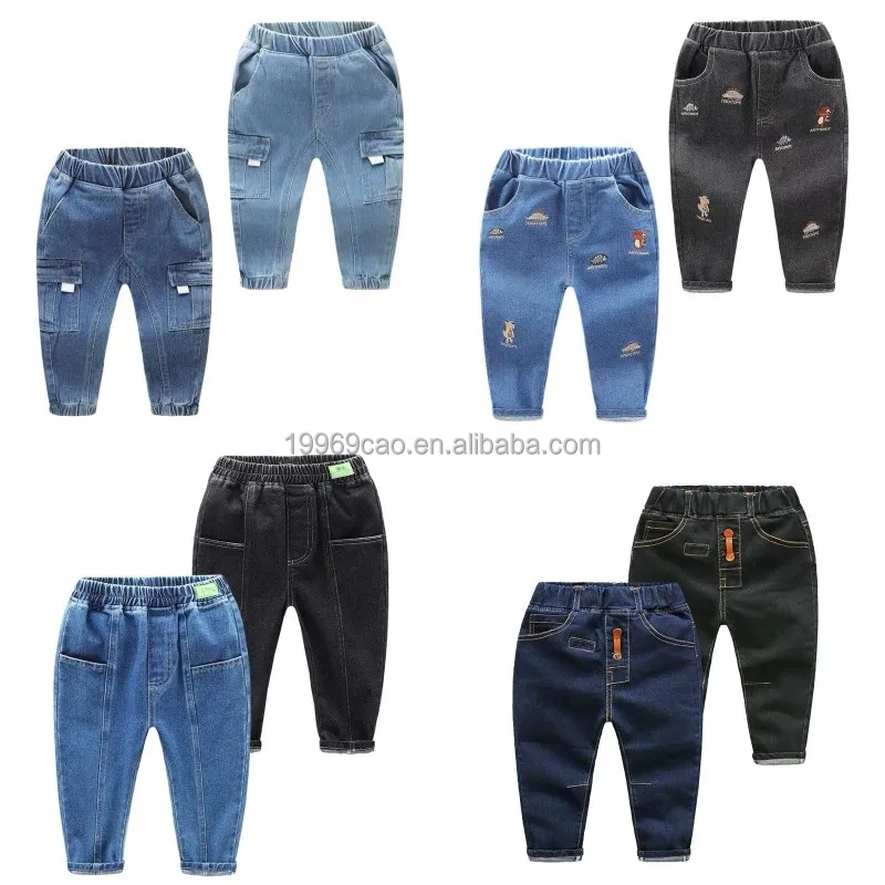 

2022 new design children's wholesale boys' torn jeans cotton baby pants spring and Autumn, Black