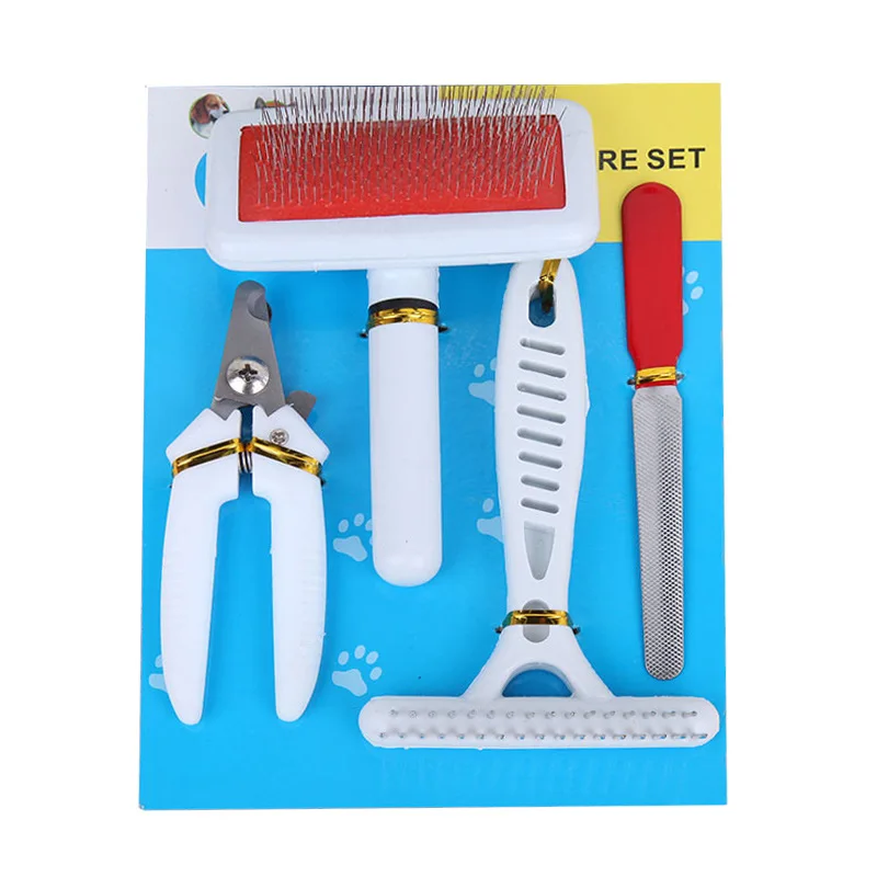

Hot sale luxury pet grooming tool supplies kit Hair Remover Dog Nail Scissor Cleaning Tools Set