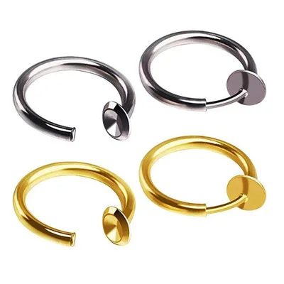 

2021 Trendy Body Jewelry Piercing Stainless Steel Nose Ring Hoop Nose Cuff Nose Ring for Women, Picture shows