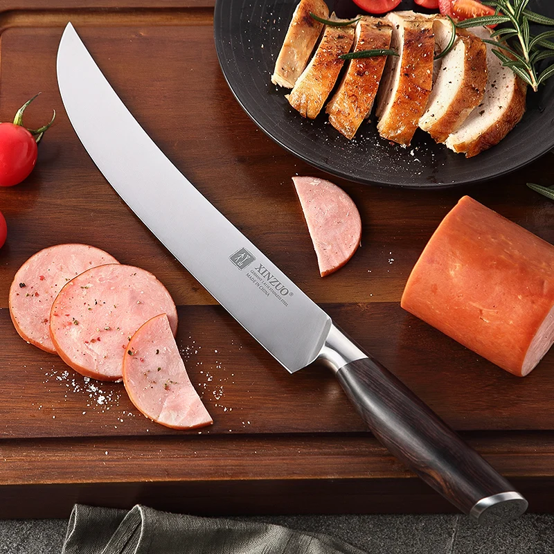 

10 inch German stainless steel kitchen carving meat knife with wood handle