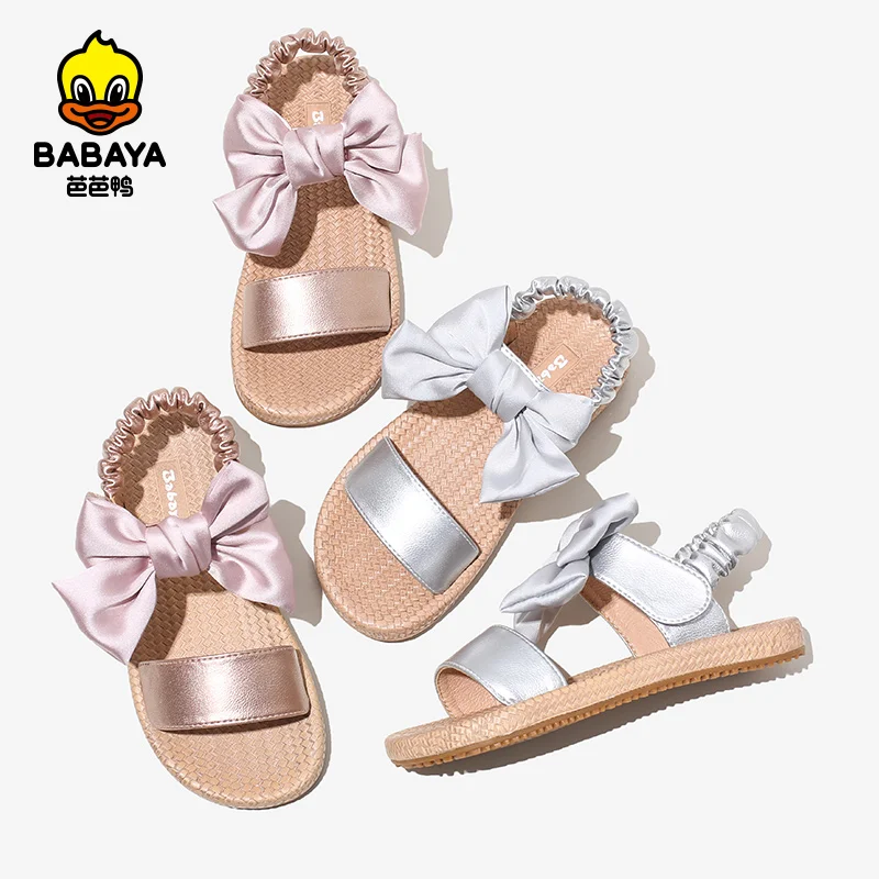 

36319 HUANQIU BABAYA kid summer fancy elastic band sandal for girls, Pink/white